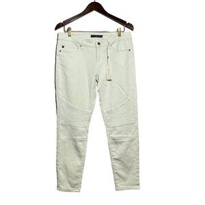 Kancan Skinny Jeans Pants Women Size 9/28 Green Moto Biker Knee Patch Patchwork